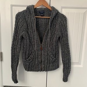 American Eagle gray cable knit zip up hoodie